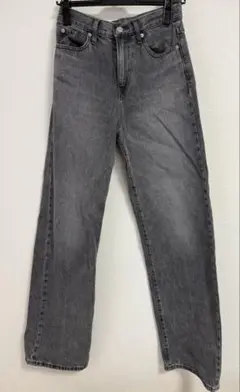 【未使用】UNIQLO ワイドストレートジーンズ　22 Gray