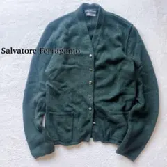 【サルヴァトーレフェラガモ】長袖カーディガン　総柄　アニマル　イタリア製　L サルヴァトーレフェラガモ】長袖カーディガン 総柄 アニマル