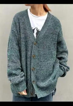 オーバーサイズ グリーン系 ニットカーディガン