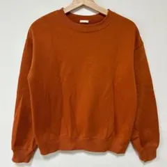 [GU] オレンジ クルーネック トレーナー 【M】 裏起毛 シンプル 差し色