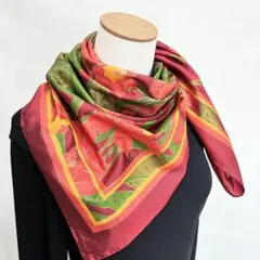 4-27.フラワーモチーフ オーキッド柄 タイシルクスカーフ