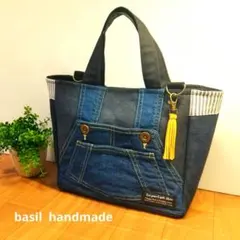 デニムリメイクバッグ　トートバッグ♡　オーバーオール 　♡ヒッコリー