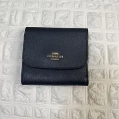 【極美品】COACH コーチ 二つ折り財布 ネイビー