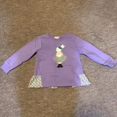 ニットプランナー　ウサギ刺繍 紫色 長袖トレーナー