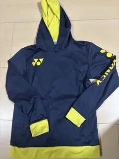 YONEX フード付き長袖ウェア M ネイビー/イエロー