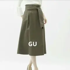 ​【新品タグ付き】GU チノベルトツキハイウエストスカートNR オリーブ XL