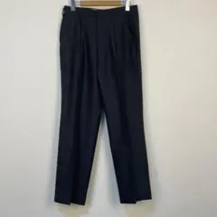 ブラック 2タック スラックスパンツ ワイド テーパード レトロ 古着