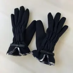 NEWYORKER 手袋 ブラック リボン チェック