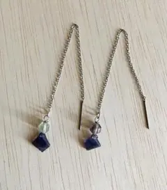 天然石　アイオライト・フローライトのピアス