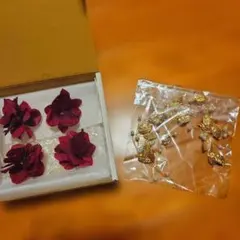 美女と野獣ウエディング ボルドーフラワーピアス＆リーフヘッドドレスセット 結婚式