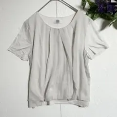 フォロー割✨ J.PRESS 半袖 シフォンブラウス M オフホワイト ラメ入りのサムネイル
