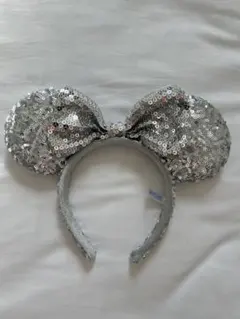シルバー スパンコール ミッキー耳カチューシャ