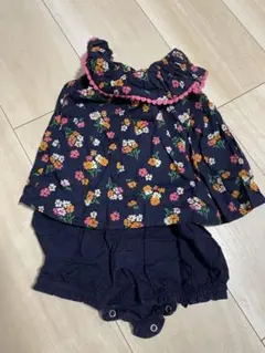 花柄フリル付きロンパースセット　6-12m
