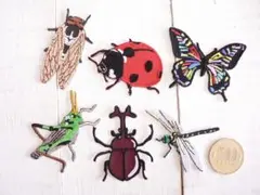 【即購入OK】6枚セット　昆虫　カブト虫　セミ　など　アイロンワッペン