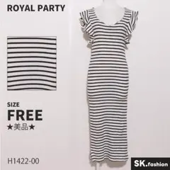 ★美品★ ROYAL PARTY ワンピース　ミディ丈　フリル　ボーダー　綿混