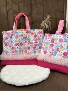 フリル付きキルティングレッスンバック♡シューズバック