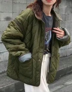 【friful】再々値下げ　キルティングジャケット　カーキ　XL