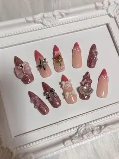 ハンドメイド 推し活 ピンクネイル フラッシュネイル ネイルチップ