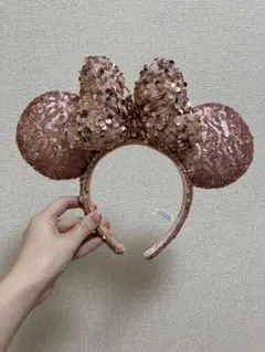 ピンクゴールドミニー耳カチューシャ