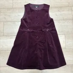 新品未使用 BEBEパープル コーデュロイ ジャンバースカート