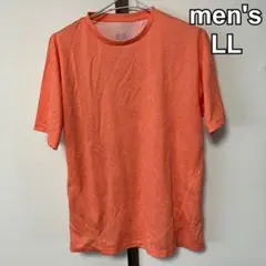 メンズ　Tシャツ　半袖　スポーツ　速乾　メッシュ　オレンジ　LL