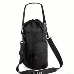 大容量 ボトルホルダー ショルダーバッグ 黒 保冷 水筒ケース 斜めがけ 美品