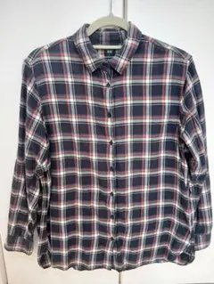 UNIQLO チェック柄 長袖シャツ ネイビー