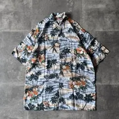 90s pierre cardin アロハシャツ 灰 L A1016 レーヨンのサムネイル