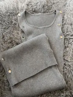 グレー ノースリーブ ロングワンピース