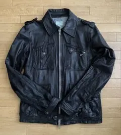 DIESEL パンチングレザー仕様 ライダースジャケット 個性的なデザインのサムネイル