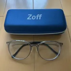 Zoff メガネ 度入りクリアグレー ボストン型 ケース付き　調光レンズ　ブルーのサムネイル