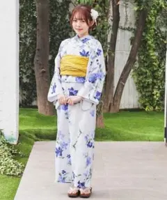 値下げ】utatane浴衣セット グレーに咲きこぼれるミモザ 福本莉子さん