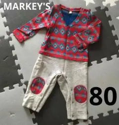 MARKY'S　80cm　ロンパース　赤　ジャカード