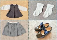 女の子フォーマル　入園式セット　ブラウス　スカート　エナメルシューズ　フリル靴下