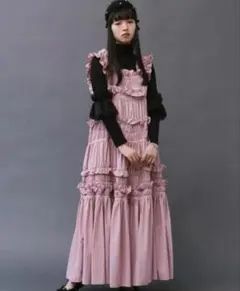 PERNA／ペルナ】 ホイップランダムフリルワンピース シルバー sizeM