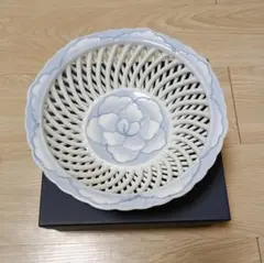 皿　鉢　陶磁器　網目状　白　青　花　箱付き
