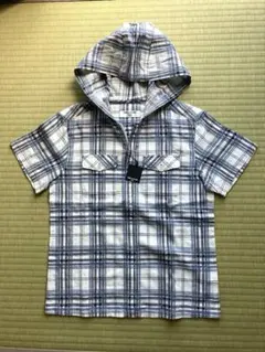 COMME CA DU MODE フード付きチェックシャツ 130A