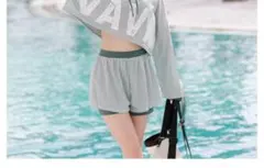 グレー フード付き水着セット Lサイズ