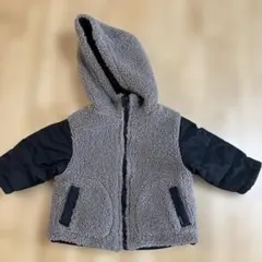 COMME CA ISM キッズ ボアジャケット フード付き　モカ　ブラック