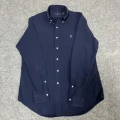 ラルフローレン シャツ ネイビー 無地 M ボタンダウン ポニー刺繍 長袖