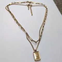 GU ゴールドカラー 2連チェーンネックレス