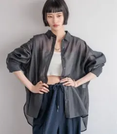 新品タグ付き LOWRYS FARM シアーシャツ ＬＳ　チャコールグレー