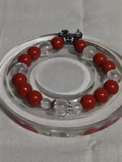 ★天然石ブレスレット※辰砂、水晶