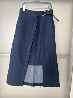 デニムスカート フロントスリット ベルト付き