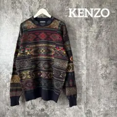 ケンゾー/KENZO】マルチカラーニット ハイネック コイン柄 Vintage