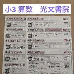 小学3年生　算数　テスト　光文書院　解答のサムネイル