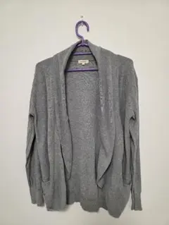 グレー ニット オープンフロントカーディガン