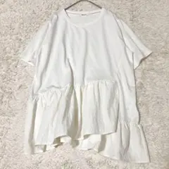 【美品】MUVEIL スカラップレースTシャツ ドローストリング ペプラム 美品】MUVEIL スカラップレースTシャツ ドローストリング ペプラム