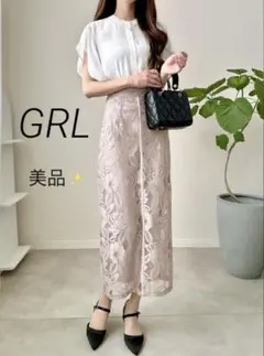 411 美品✨️GRL 花柄レースバックスリットタイトスカート