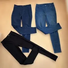 UNIQLO HEATTECH デニムパンツ Lサイズ 2色セット　黒レギンス